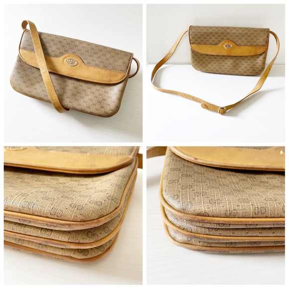 Gucci beige Guccissima monogram canvas and leather shoulder bag vintage - Picture 2 of 11